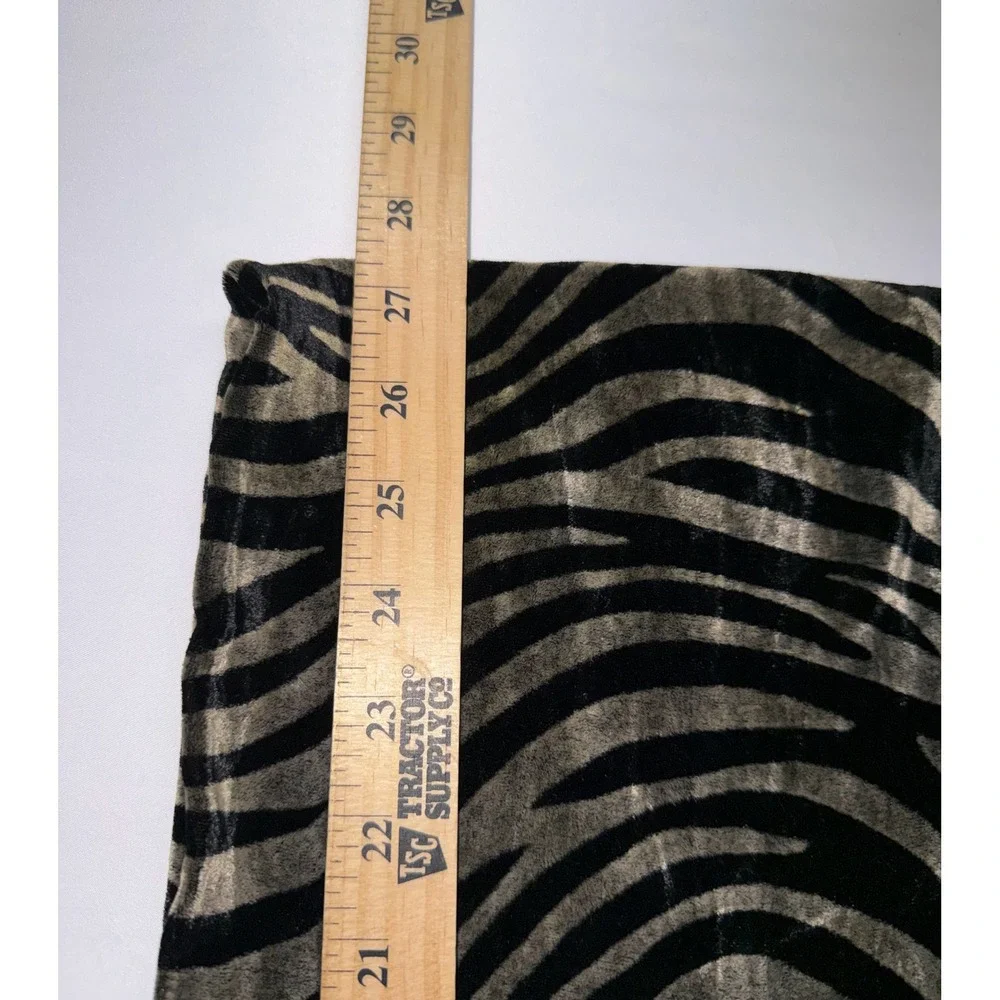 Unbranded Scarf‎ Womens Large Black Gray Zebra Print Silk Velvet Animal Print